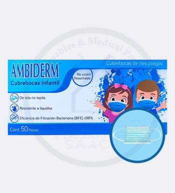 Cubre Boca SMS Azul Infantil C/100 Pz. Ambiderm
