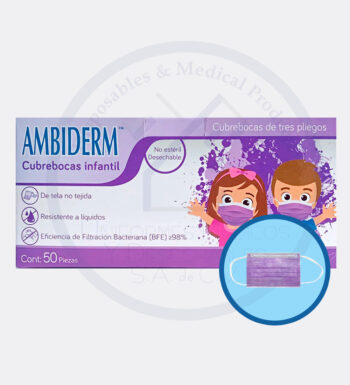 Cubre Boca SMS Lila Infantil C/100 Pz. Ambiderm